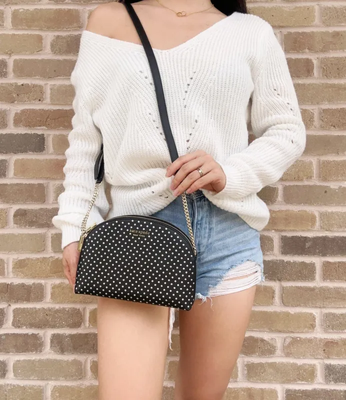 Kate Spade Spencer Metallic Dot Double Zip Dome Crossbody Black Multi sold by Gaby's Bags