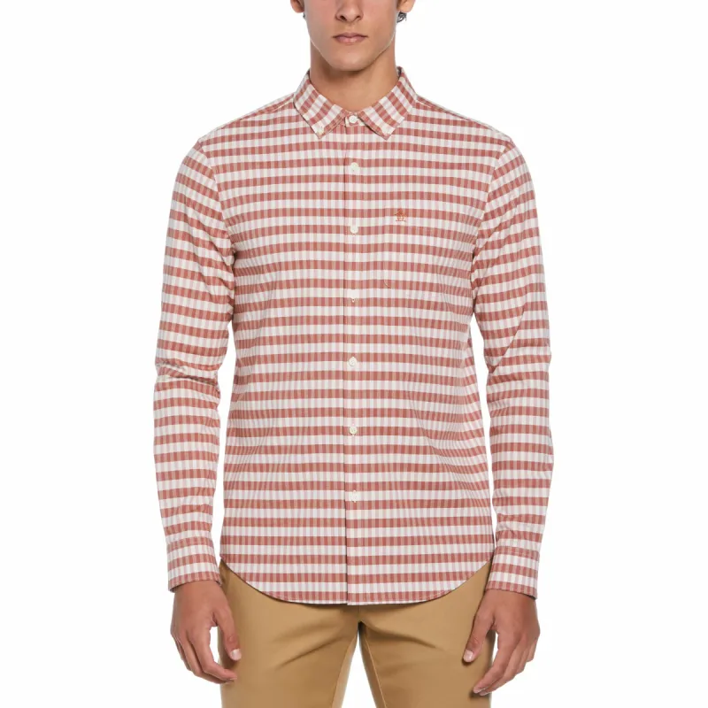 Long Sleeve Eco Chambray Stretch Plaid Shirt sold by Original Penguin