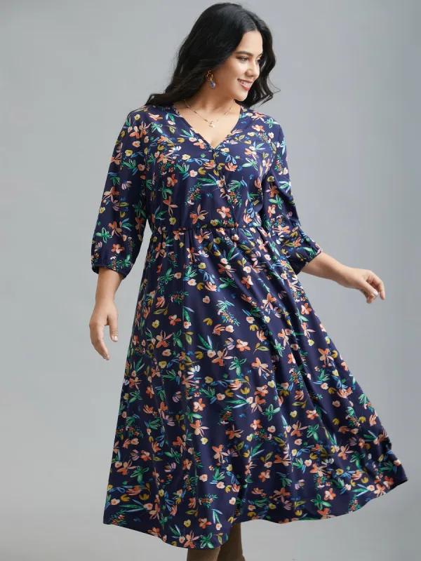 Surplice Neck Floral Print Pocket Dress sold by Bloomchic