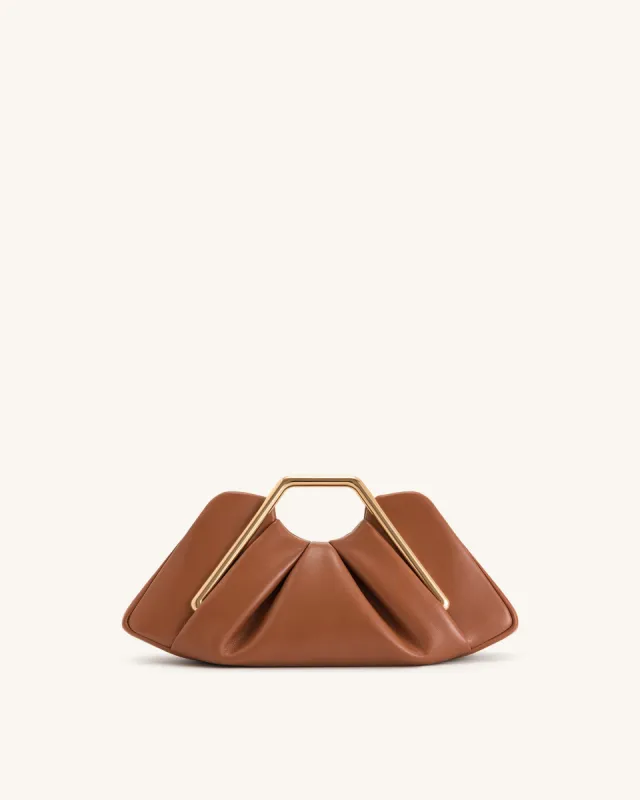 Lila Metal Frame Clutch - Brown sold by JW PEI