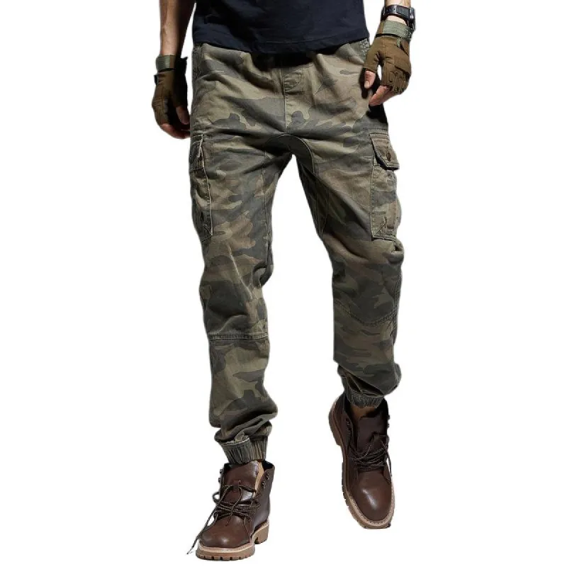 Men's Camouflage Elastic Waist Multi-pocket Cargo Pants 66436778Z sold by Manly