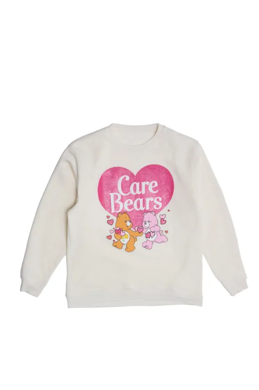 Care Bears Heart Graphic Glitter Crew Neck Sweatshirt sold by Bluenotes