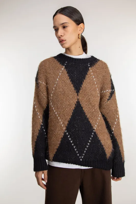 OVERSIZED ARGYLE SWEATER sold by OAK AND FORT