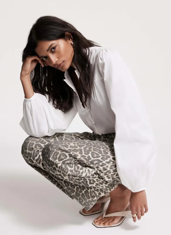 White Blouson Cotton Shirt sold by Mint Velvet