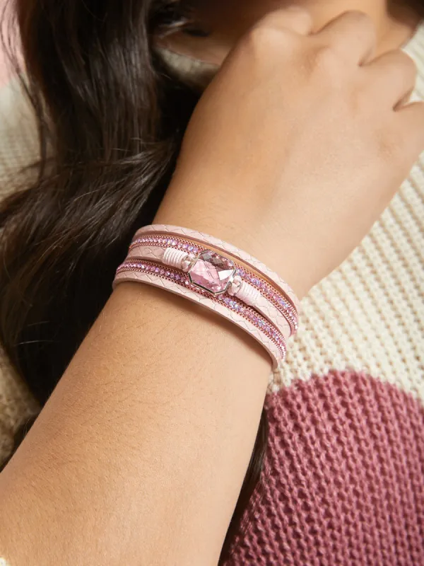Layered Natural Stone Beaded Hinge Bracelet sold by Bloomchic