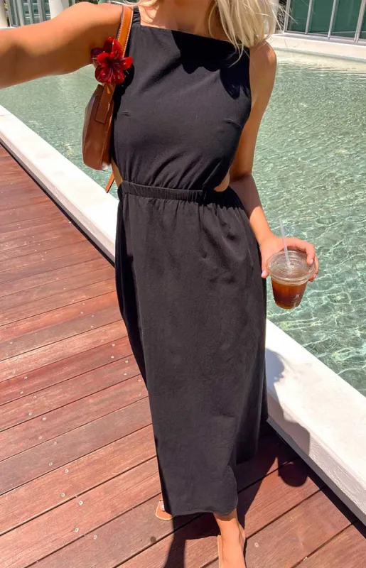 Kensie Black Backless Midi Dress sold by Beginning Boutique