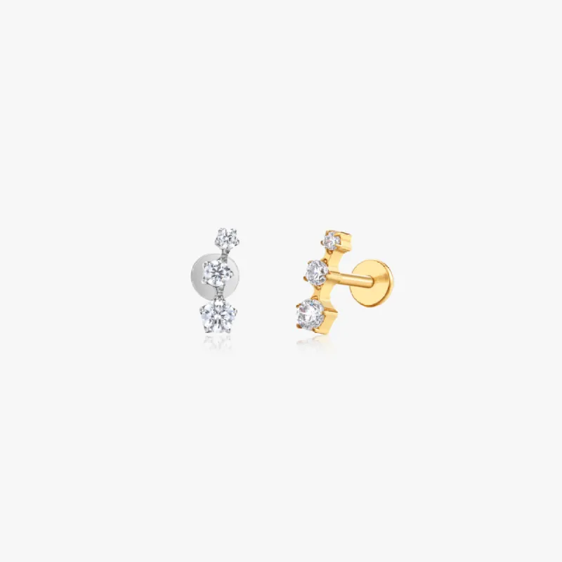 Trio Star Titanium Flat Back Stud (Single) sold by Flaire & Co.