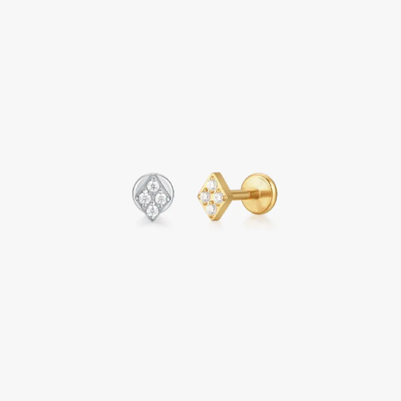 Rhombus Titanium Flat Back Stud (Single) sold by Flaire & Co.