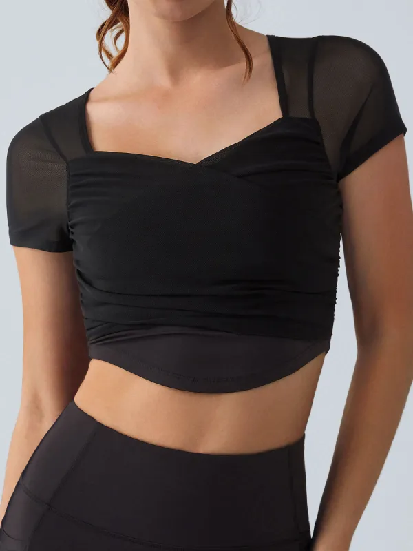 Black Mesh Short Sleeve Top - Light Support sold by BERLOOK
