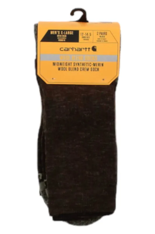 Carhartt Mens Midweight Synthetic-Wool Blend Crew Sock - 2 Pack sold by Out&Back Outdoor