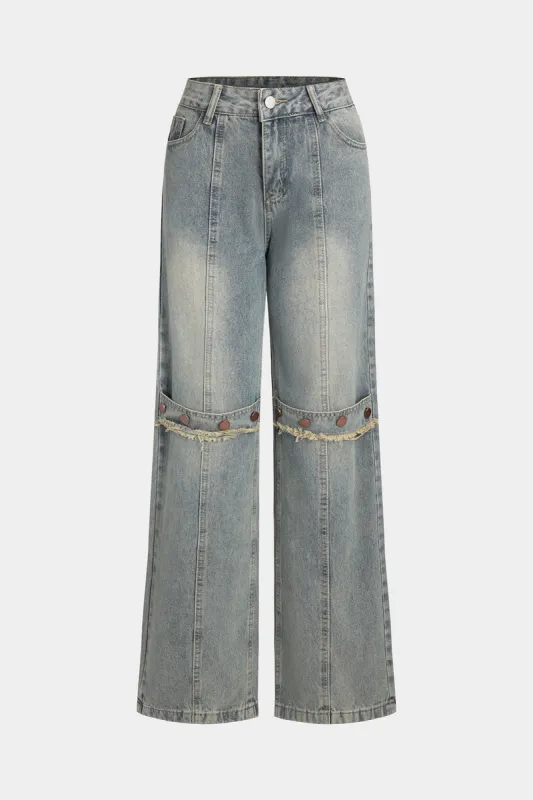 Denim knaplomme jeans sold by Micas