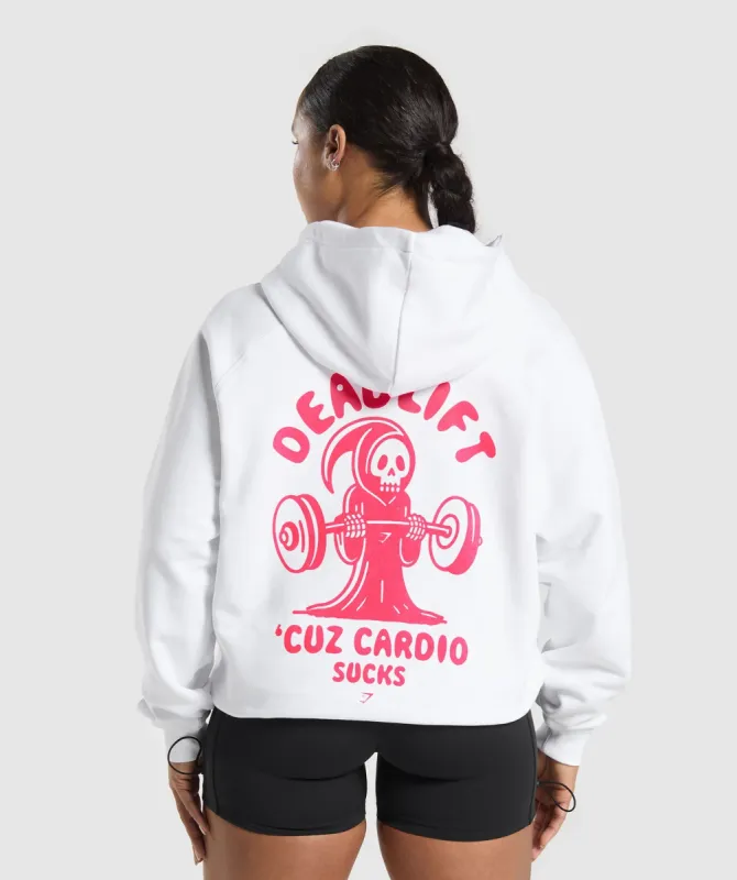 Gymshark Graphic Reaper Oversized Hoodie - White sold by Gymshark