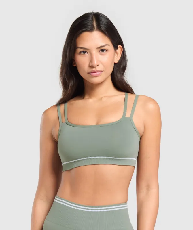 Gymshark Contrast Seamless Sports Bra - Unit Green sold by Gymshark