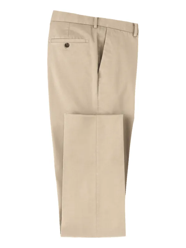 Non-Iron Cotton Stretch Twill Pant - Tan sold by Paul Fredrick