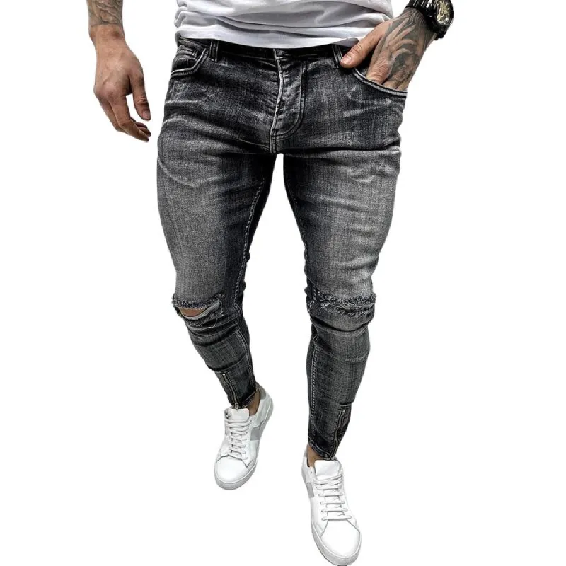 Men's Fashion Ripped Slim Fit Jeans 09345913Y sold by Manly