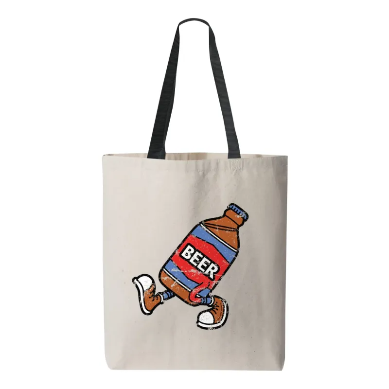 The Best Beer Stubby Bottle Canvas Tote Bag Natural with Black sold by Black Maple Trading