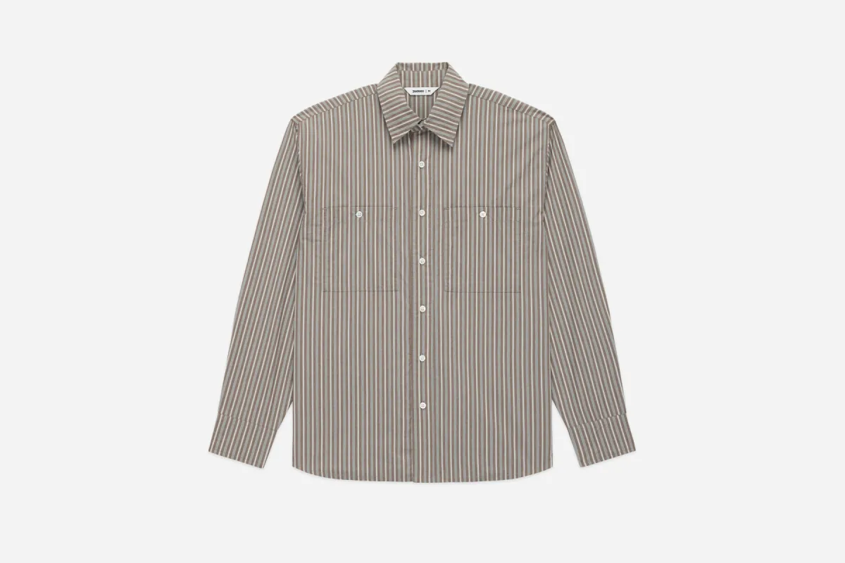トップス L/S 3pocket Shirt 3sixteen Loop Collar Shirt - Ecru Mesh - Franklin & Poe