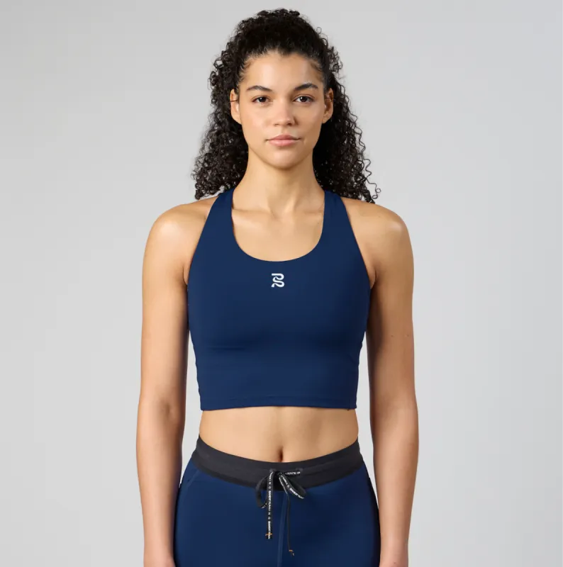 Stamina™ Scoop Neck Race Crop - NY Navy sold by Bandit Running