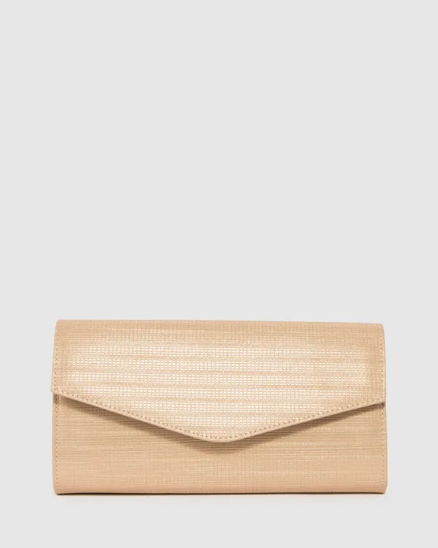 Rose Gold Breena Envelope Clutch Bag sold by Collete Hayman