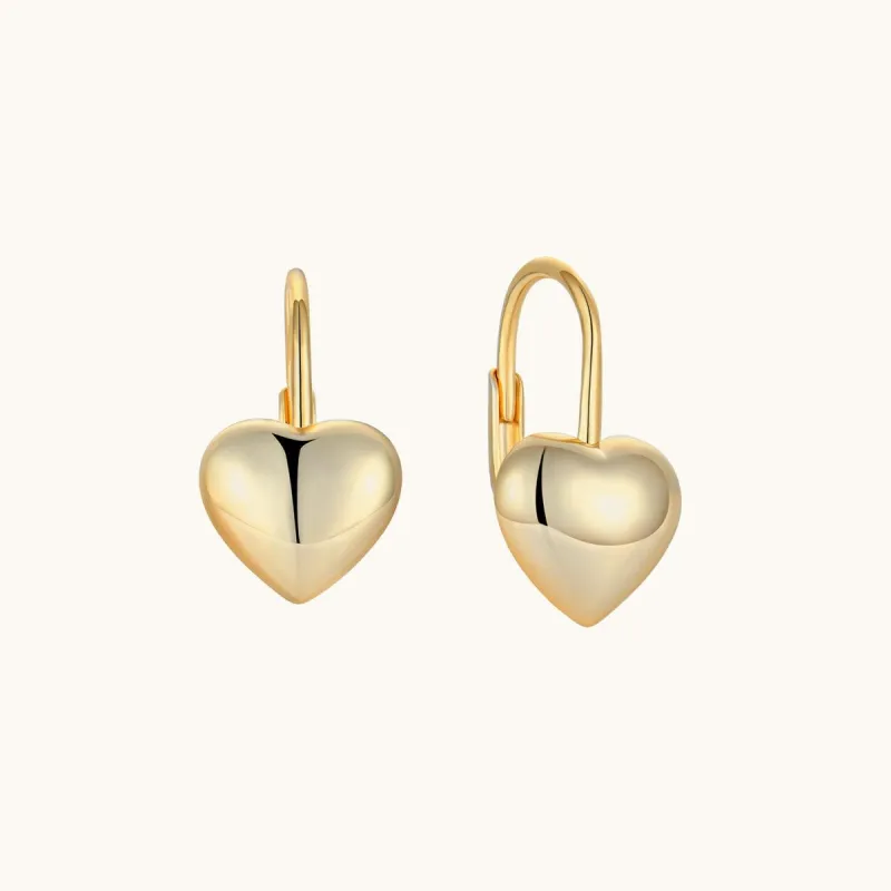 Golden Heart Mini Drop Earrings sold by Jescojes