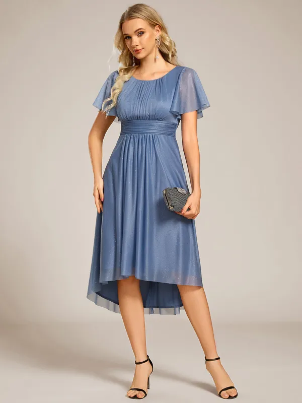 ever CLARYN|Glitter Short Sleeves Round Neck Midi Wedding Guest Dress sold by Ever Pretty