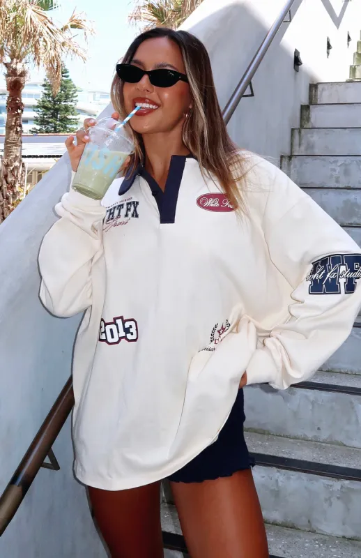 Only Time Will Tell Oversized Long Sleeve Tee Cream sold by White Fox Boutique