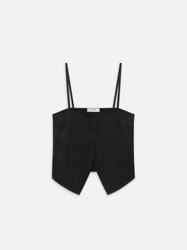 The Silk Button Cami -- Black sold by Frame Denim