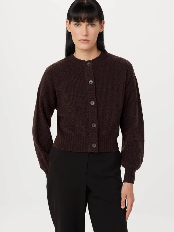 The Seawool® Sweater Cardigan in Dark Plum sold by Frank & Oak