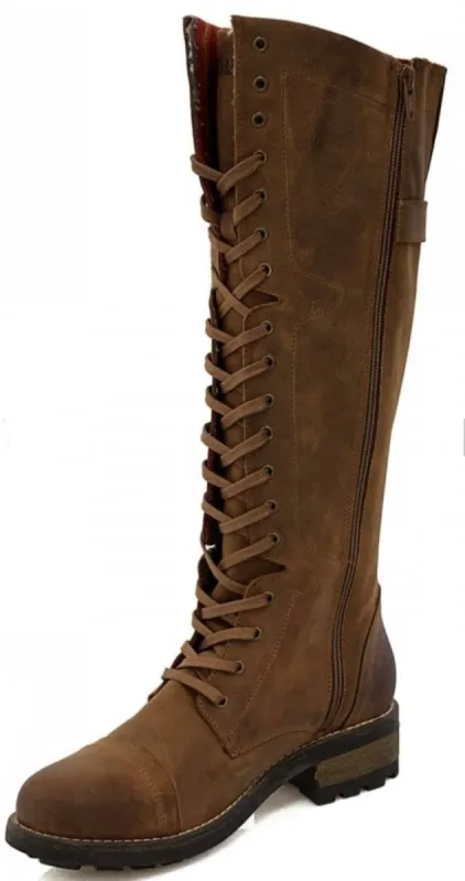 Oak & Hyde Womens Cesar Bridge 18 Leather Utility Boot - Cognac sold by The Foot Factory