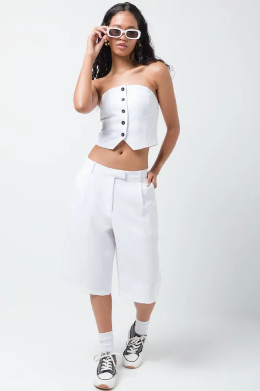 Wide Leg Short Pants White sold by Ackermas