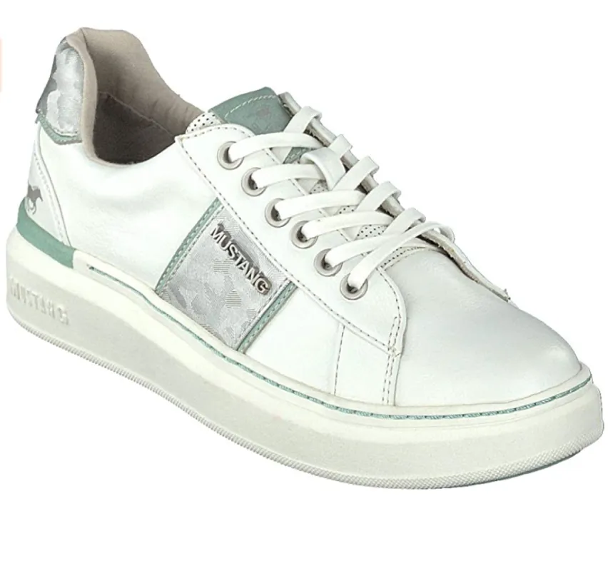 Mustang - Low Top Sneakers - White / Green sold by The Foot Factory