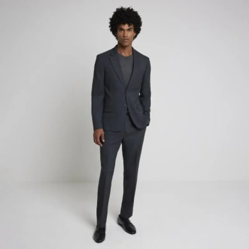Grey Stretch Slim Fit Suit Jacket sold by River Island