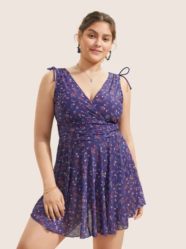 Ditsy Floral Mesh Drawstring Swim Dress sold by Bloomchic