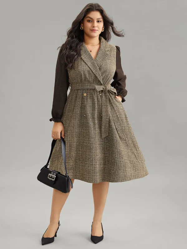 Tweed Suit Collar Belted Button Detail Dress sold by Bloomchic