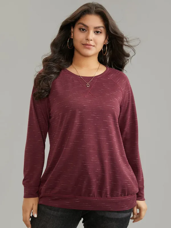 Plain Stitch Raglan Sleeve Round Neck Sweatshirt sold by Bloomchic