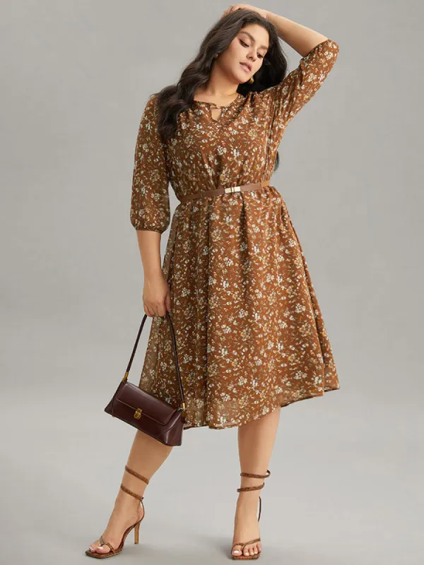 Ditsy Floral Cut Out Elastic Cuffs Dress sold by Bloomchic