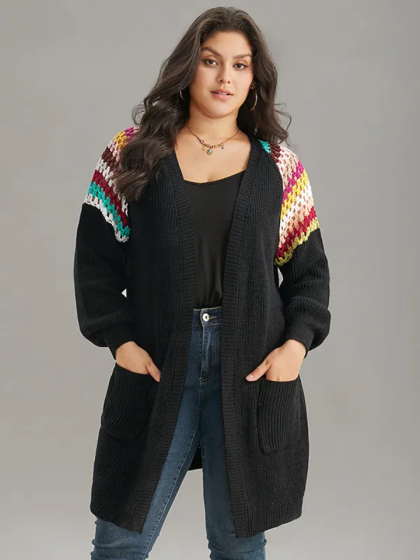 Rainbow Embroidered Raglan Sleeve Open Front Cardigan sold by Bloomchic