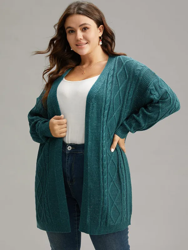 Plain Cable Knit Luxe Open Front Cardigan sold by Bloomchic