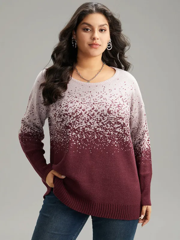 Ombre Contrast Heather Round Neck Pullover sold by Bloomchic