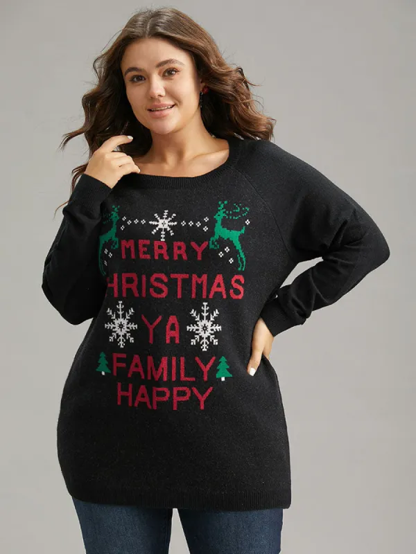 Supersoft Essentials Christmas Elk Letter Crew Neck Pullover sold by Bloomchic