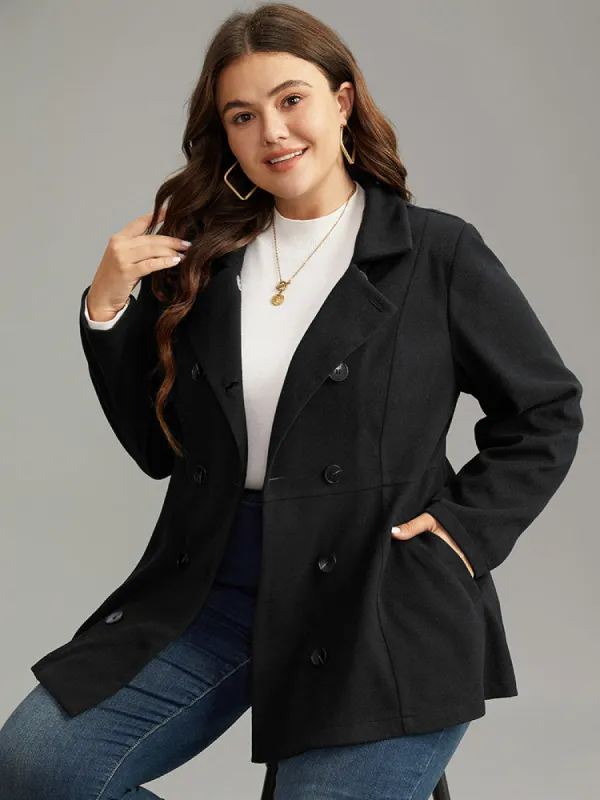 Lapel Collar Double Breasted Blazer sold by Bloomchic