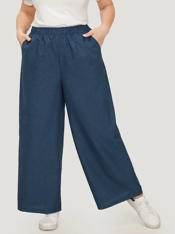 Plain High Waist Wide Leg Pocket Pants sold by Bloomchic