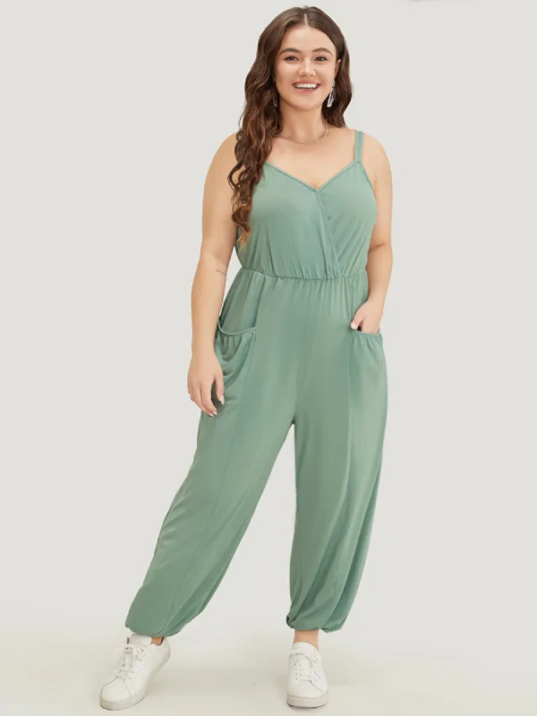 Plain Pocket Wrap Cami Jumpsuit sold by Bloomchic