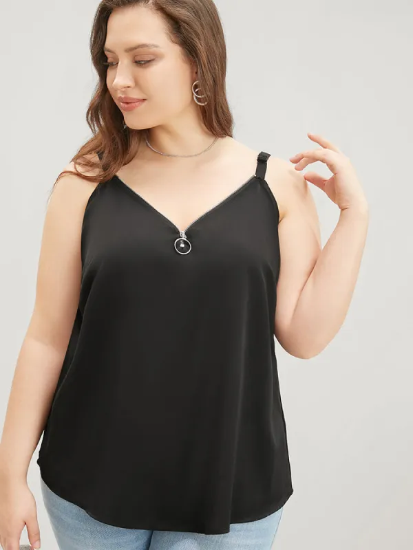 Solid Adjustable Straps Zipper Half Cami Top sold by Bloomchic