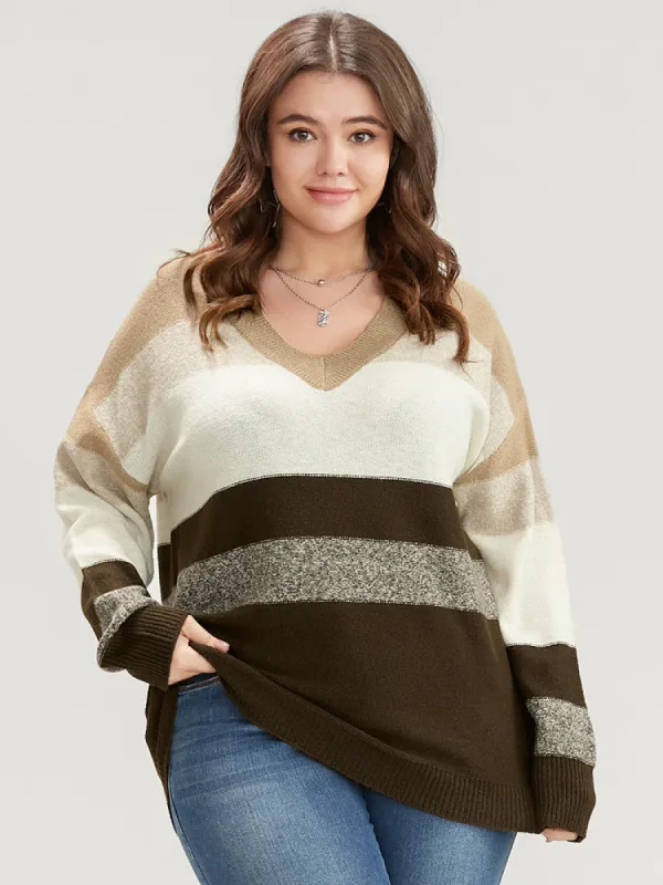 Colorblock Contrast Soft Sexy Yarn Knit Fluffy Knit Top sold by Bloomchic