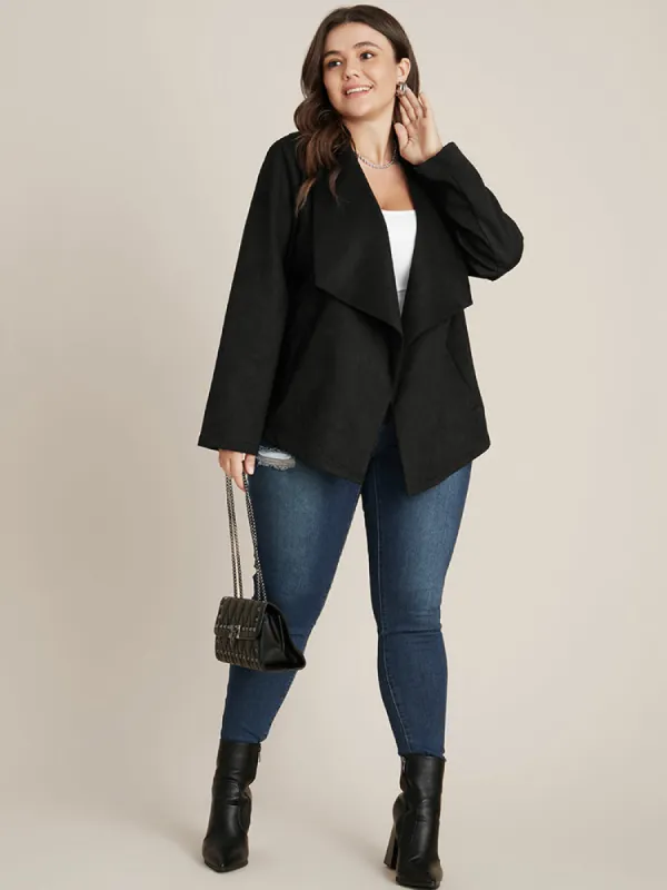 Solid Waterfall Collar Pocket Coat sold by Bloomchic
