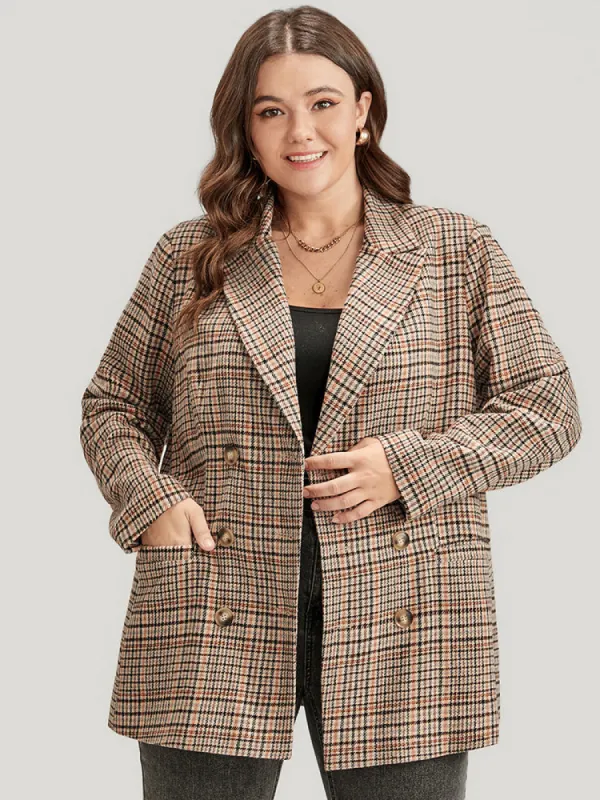 Tartan Suit Collar Button Up Pocket Blazer sold by Bloomchic