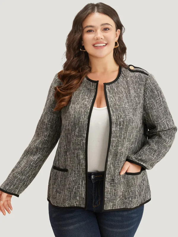 Patchwork Contrast Button Detail Pocket Blazer sold by Bloomchic
