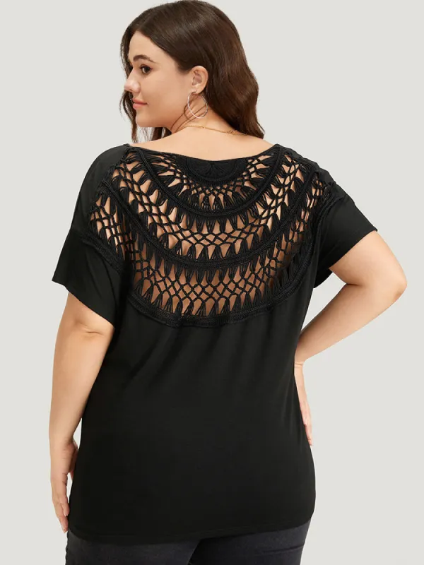 Supersoft Essentials Solid V Neck Laser Cut Dolman Sleeve T-shirt sold by Bloomchic