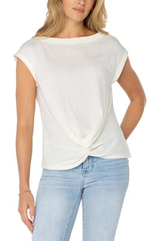 SHORT SLEEVE BOAT NECK KNIT TOP sold by Liverpool Jeans Company